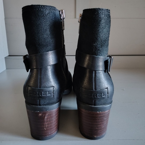 Sorel NL3709-010 Cate Black Leather Buckle Zip Boot US Size 8 - Picture 5 of 10